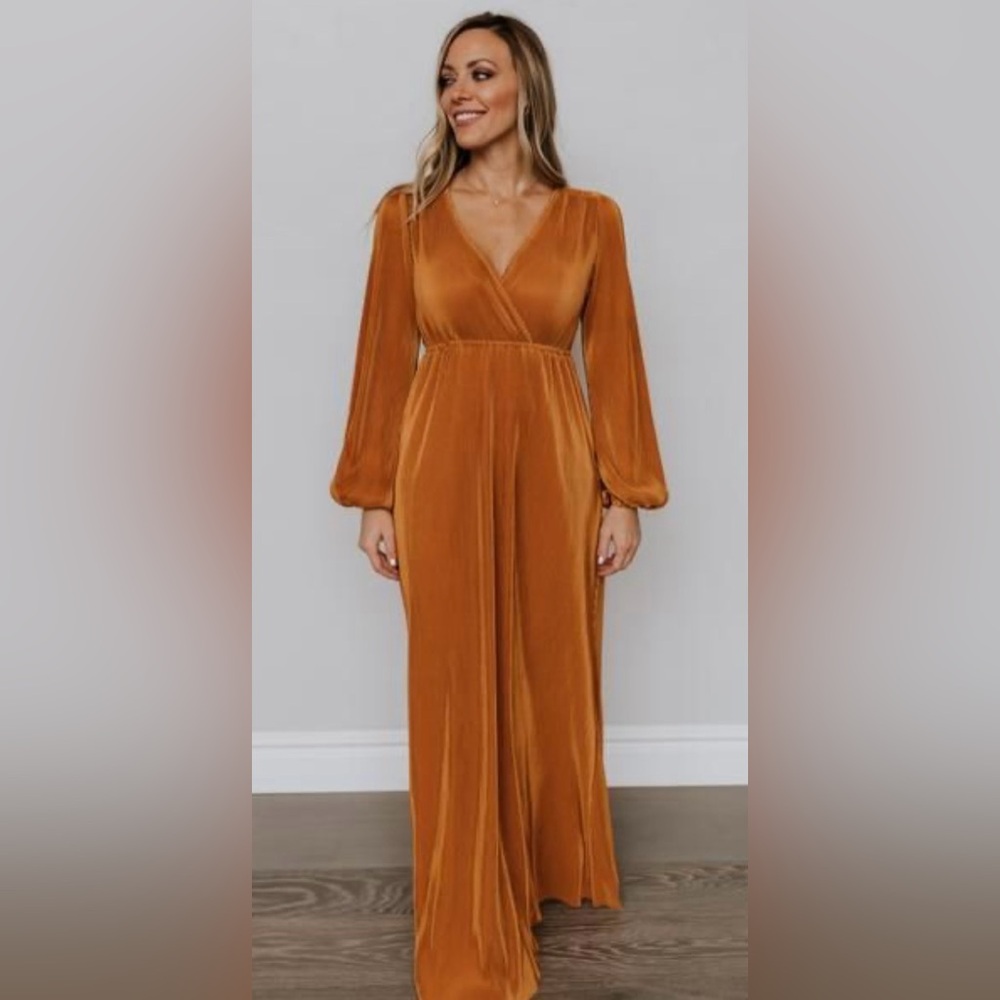 Baltic Born Venus Pleated Maxi Dress Orange Size XS